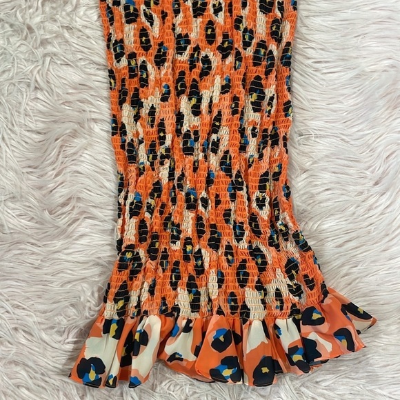 Waverly Grey Printed Sally Dress Leopard Print Mini Fitted Ruffle Beach - Picture 9 of 9
